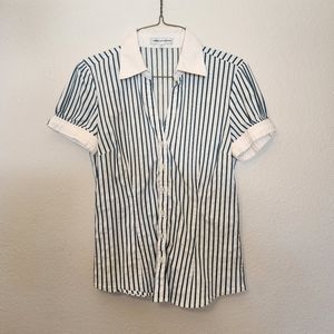 Express Design Studio | women's button down striped short sleeve top